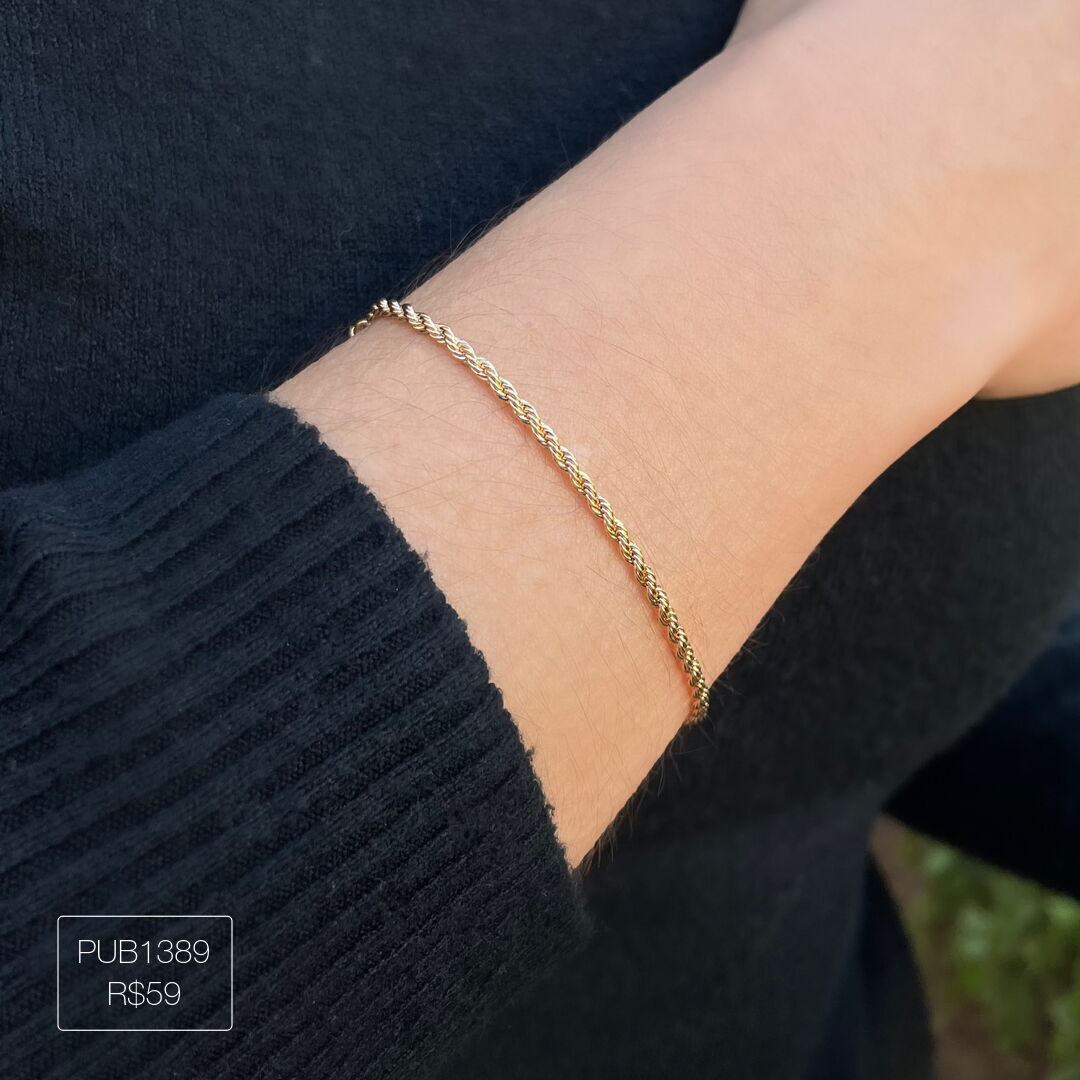 Pulseira Cordão Baiano 2mm 2024/2 Lisa Dourada